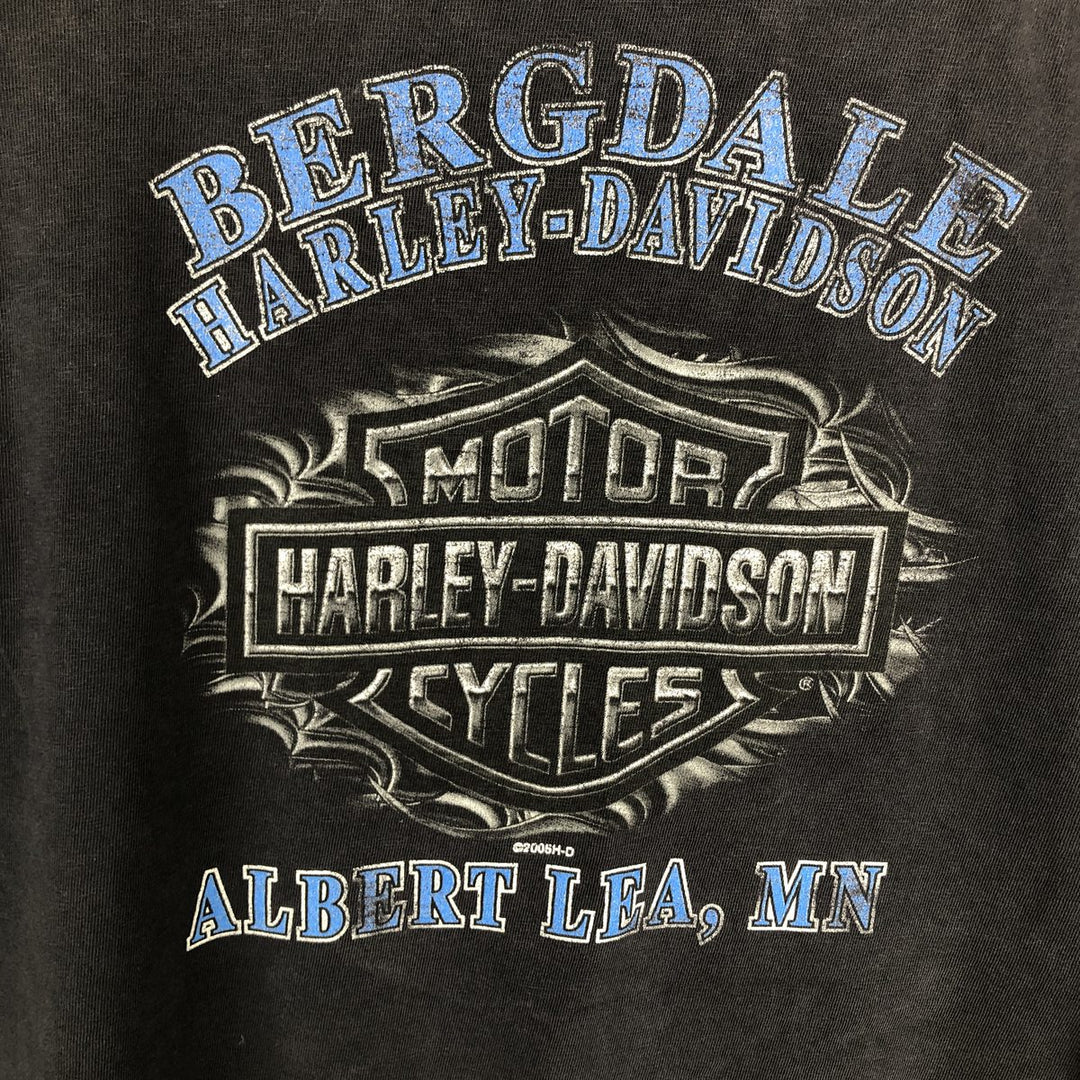 00'S Harley-Davidson Eagle Pattern Motorcycle Bike T-shirt Men's XL unclear black type Vintage Second Hand
