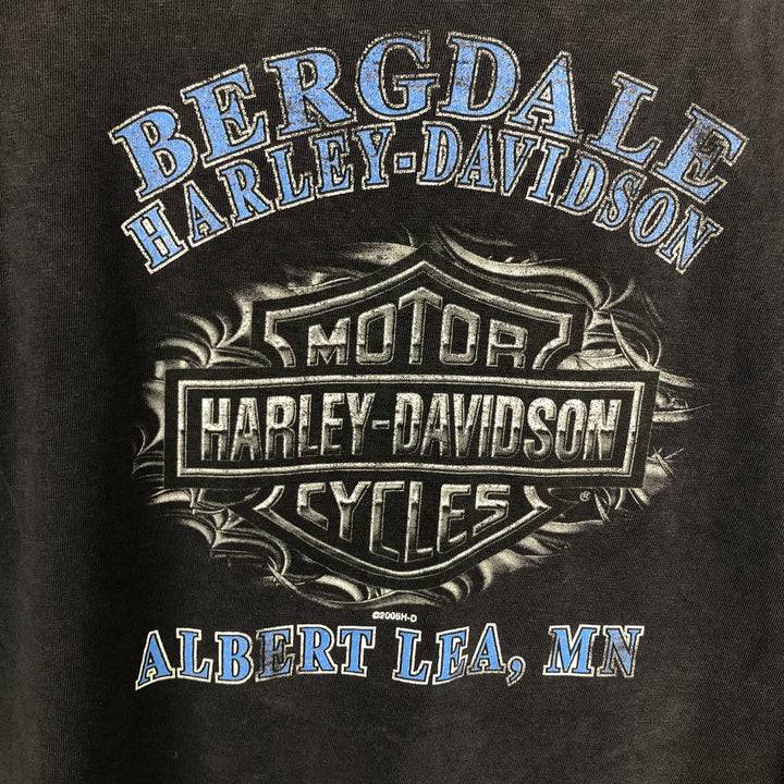 00'S Harley-Davidson Eagle Pattern Motorcycle Bike T-shirt Men's XL unclear black type Vintage Second Hand