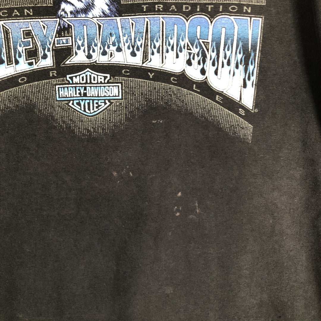 00'S Harley-Davidson Eagle Pattern Motorcycle Bike T-shirt Men's XL unclear black type Vintage Second Hand