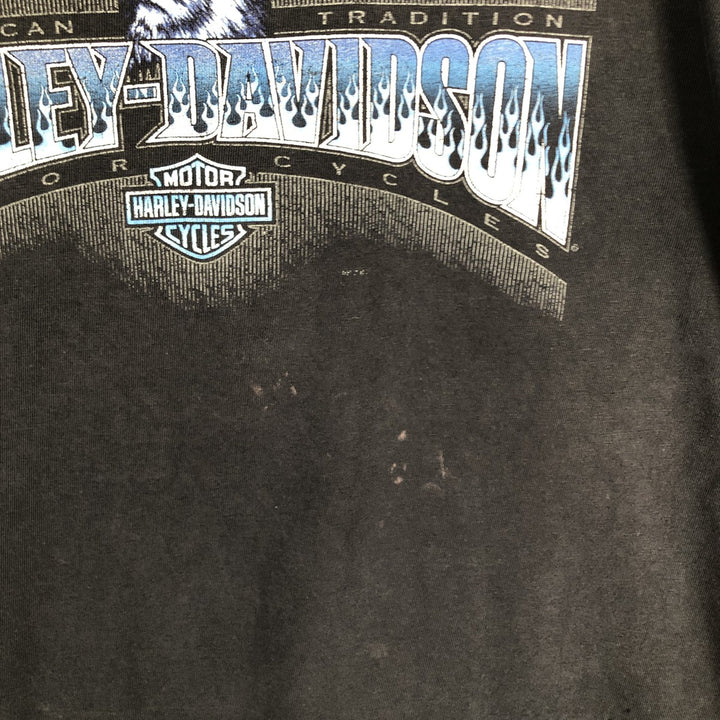 00'S Harley-Davidson Eagle Pattern Motorcycle Bike T-shirt Men's XL unclear black type Vintage Second Hand