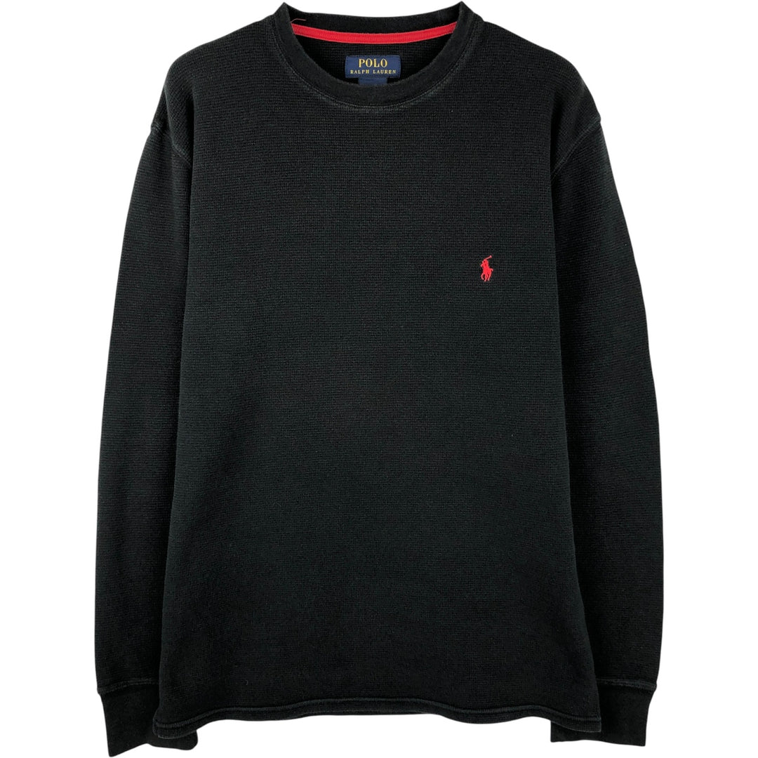 Ralph Lauren POLO RALPH LAUREN Thermal Ron T Waffle Men's L size cotton black type Vintage Second Hand