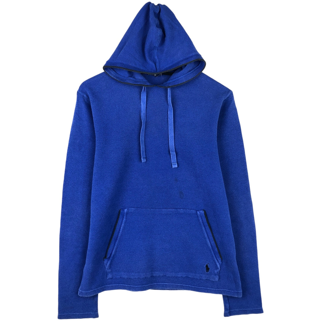 Ralph Lauren POLO RALPH LAUREN Hooded Thermal Long T-Shirt Waffle Men's M cotton blue type Vintage Second Hand