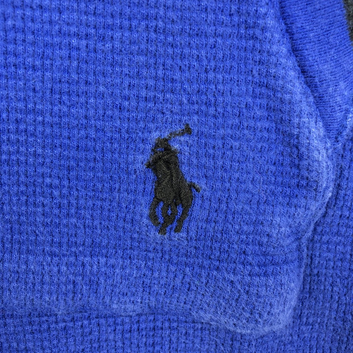 Ralph Lauren POLO RALPH LAUREN Hooded Thermal Long T-Shirt Waffle Men's M cotton blue type Vintage Second Hand
