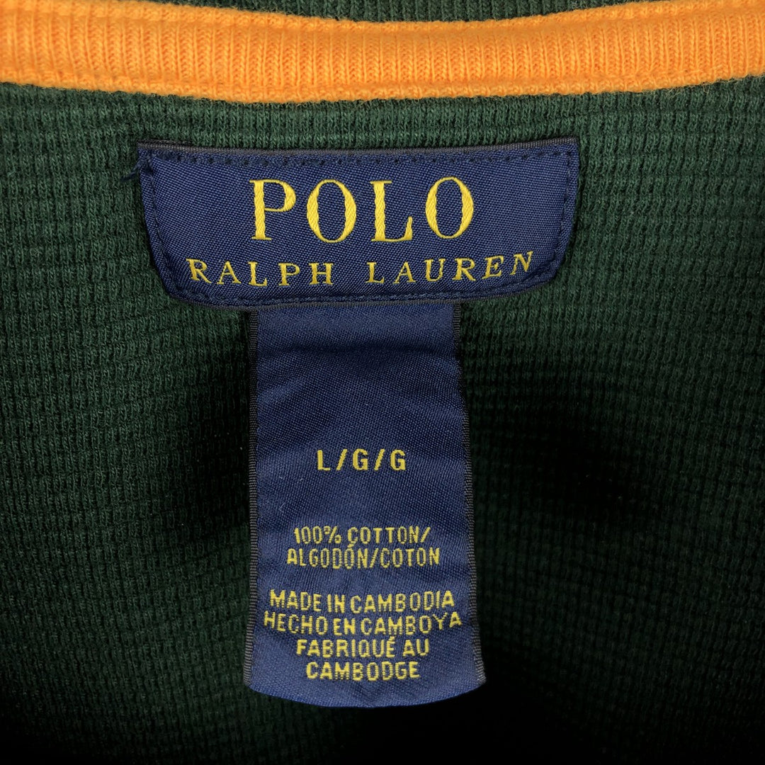 Ralph Lauren POLO RALPH LAUREN Thermal Ron T-shirt Honeycomb Men's L size cotton green type Vintage Second Hand