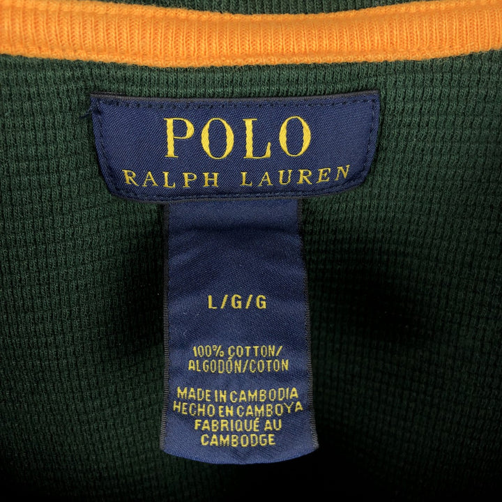 Ralph Lauren POLO RALPH LAUREN Thermal Ron T-shirt Honeycomb Men's L size cotton green type Vintage Second Hand