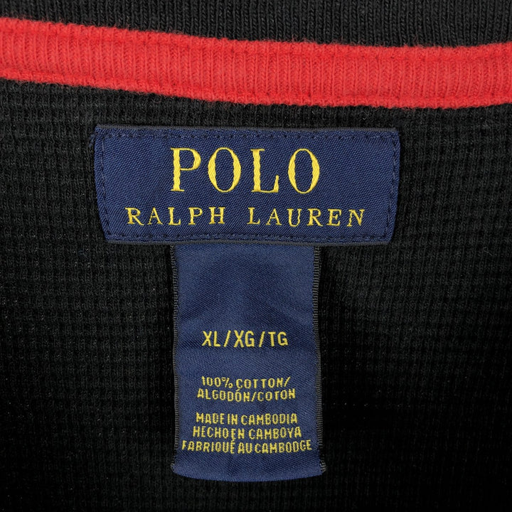 Ralph Lauren POLO RALPH LAUREN Thermal Long T-Shirt Men's XL cotton black type Vintage Second Hand