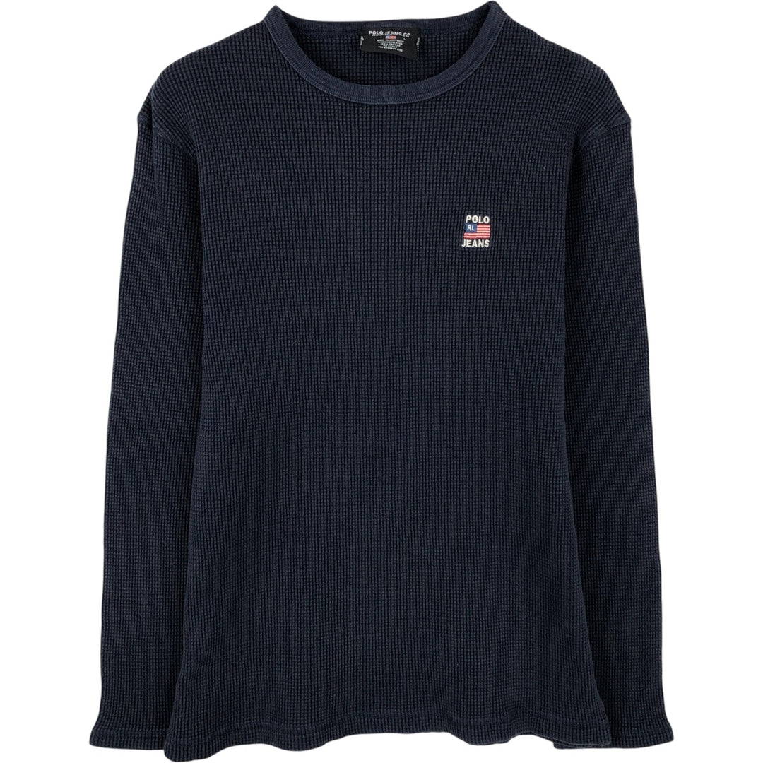 2000'S Ralph Lauren Polo Jeans Company Thermal Long T-Shirt, Waffle, Men's Size L cotton black type Vintage Second Hand