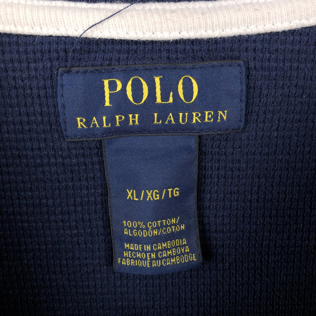 Ralph Lauren POLO RALPH LAUREN Thermal Long T-Shirt Men's XL cotton navy blue type Vintage Second Hand
