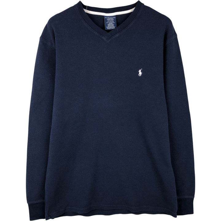 Ralph Lauren POLO RALPH LAUREN SLEEPWEAR V-neck long T-shirt, men's size XXL cotton navy blue type Vintage Second Hand