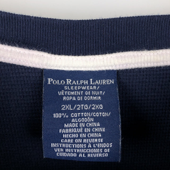 Ralph Lauren POLO RALPH LAUREN SLEEPWEAR V-neck long T-shirt, men's size XXL cotton navy blue type Vintage Second Hand