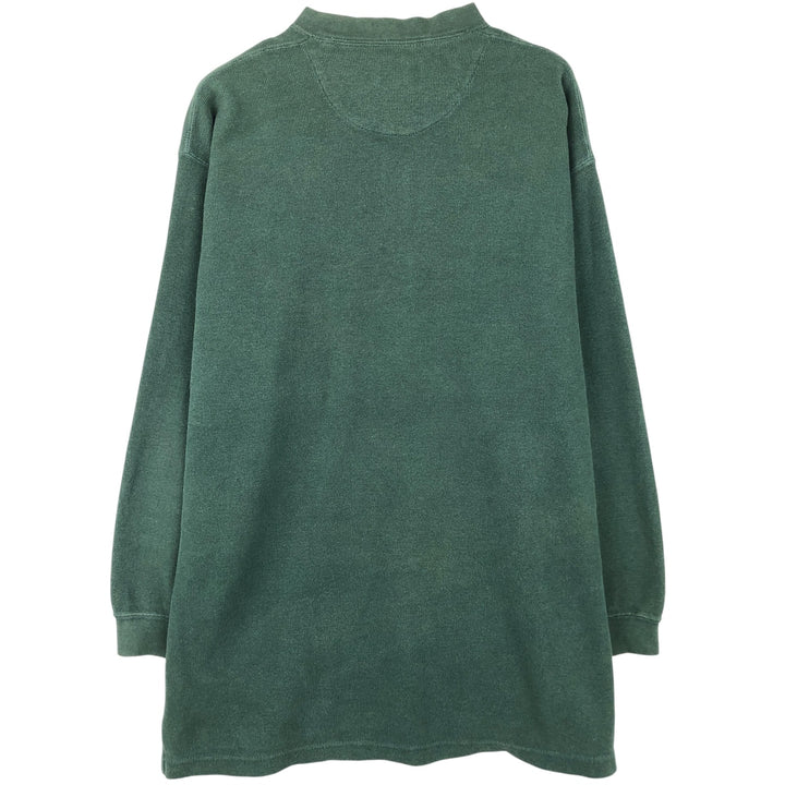 Ralph Lauren CHAPS Henley neck thermal long T-shirt, men's size XL cotton green type Vintage Second Hand