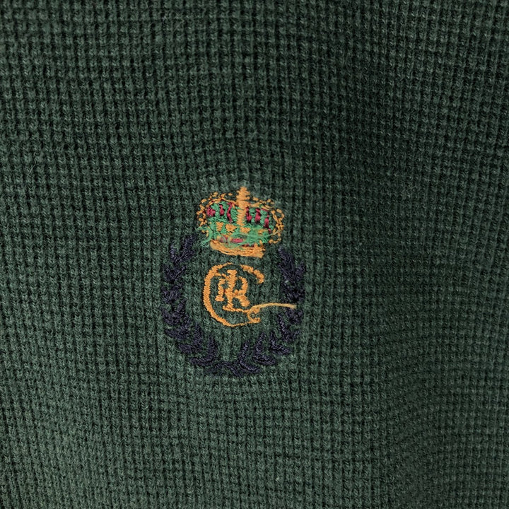 Ralph Lauren CHAPS Henley neck thermal long T-shirt, men's size XL cotton green type Vintage Second Hand