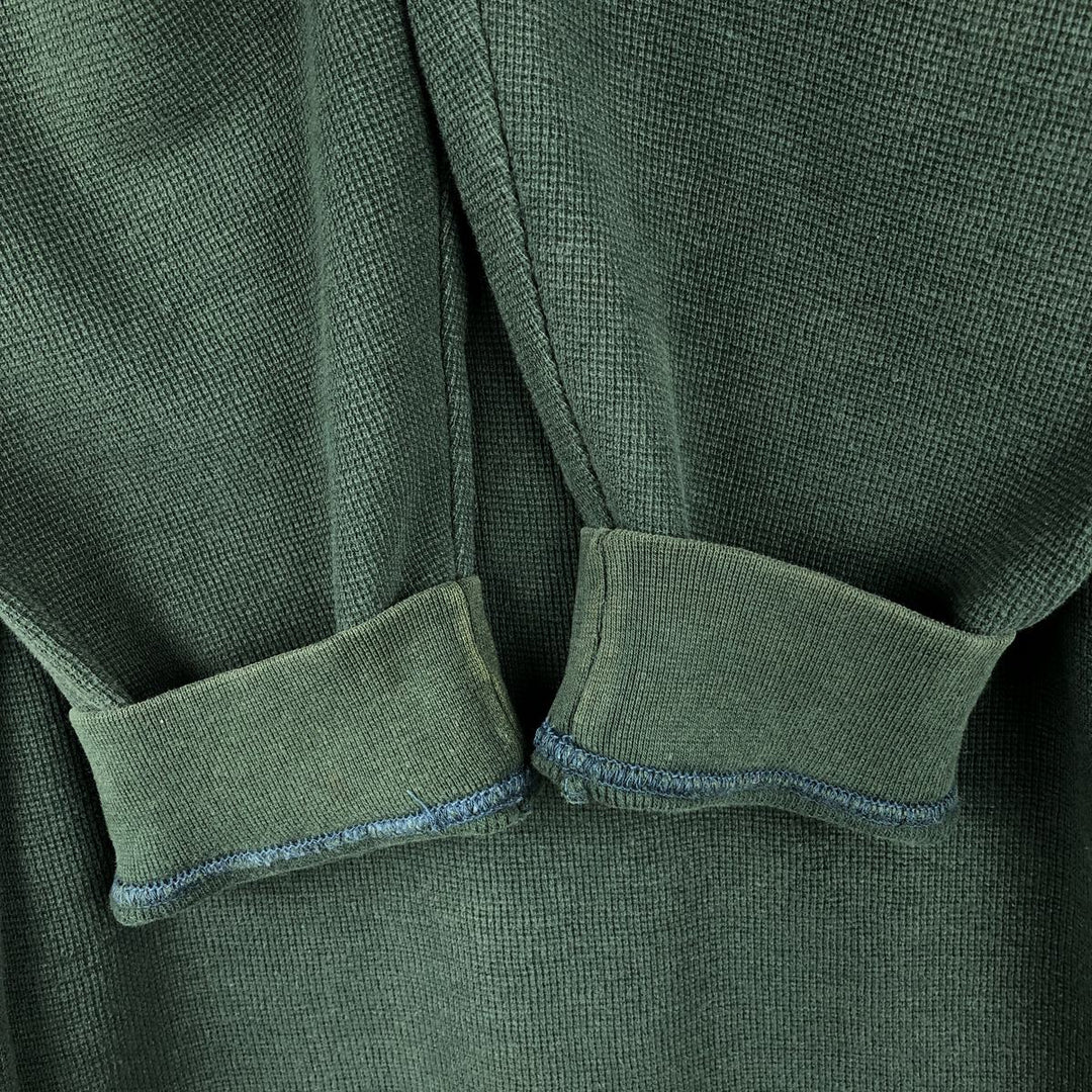 Ralph Lauren CHAPS Henley neck thermal long T-shirt, men's size XL cotton green type Vintage Second Hand