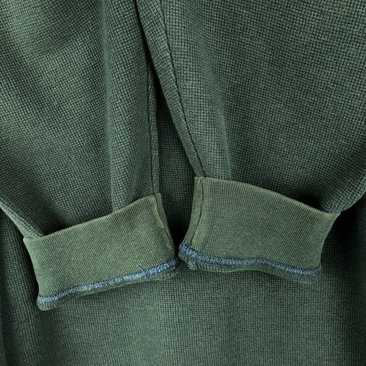 Ralph Lauren CHAPS Henley neck thermal long T-shirt, men's size XL cotton green type Vintage Second Hand