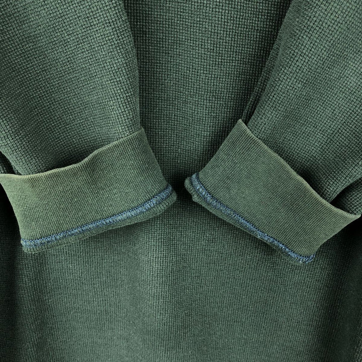 Ralph Lauren CHAPS Henley neck thermal long T-shirt, men's size XL cotton green type Vintage Second Hand