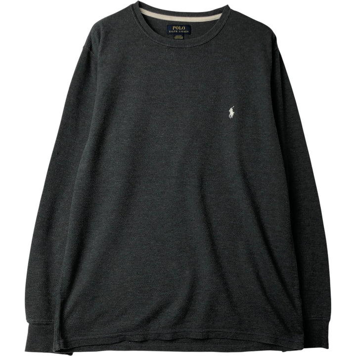 Ralph Lauren POLO RALPH LAUREN SLEEPWEAR Thermal Long T-Shirt, Men's Size L cotton gray type Vintage Second Hand