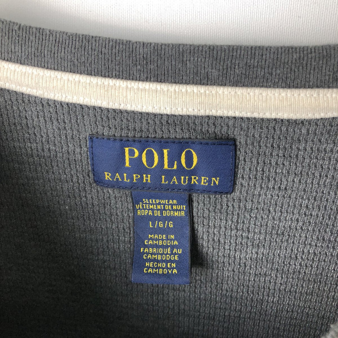 Ralph Lauren POLO RALPH LAUREN SLEEPWEAR Thermal Long T-Shirt, Men's Size L cotton gray type Vintage Second Hand