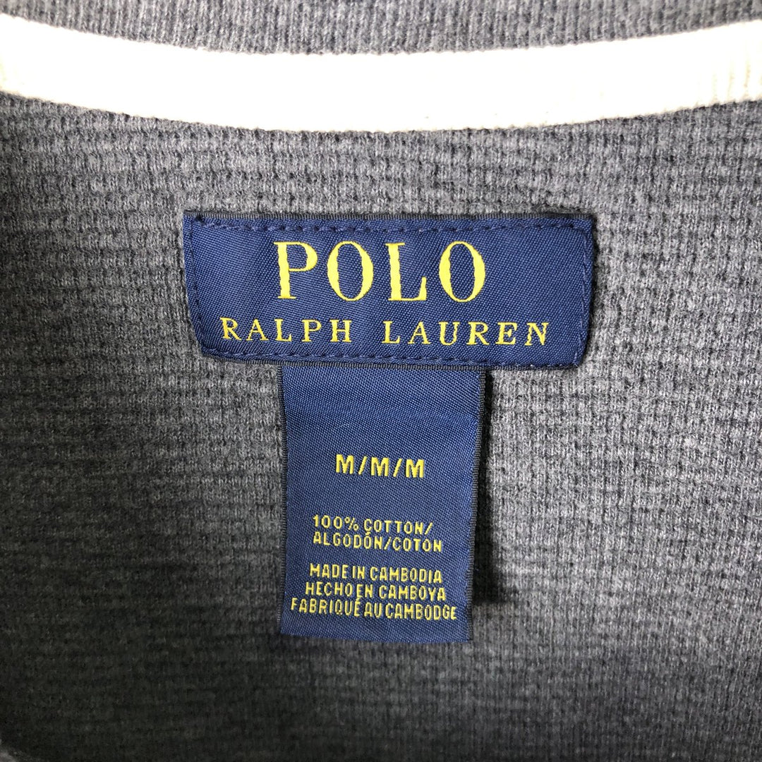 Ralph Lauren POLO RALPH LAUREN Thermal Long T-Shirt, Men's Size M cotton gray type Vintage Second Hand