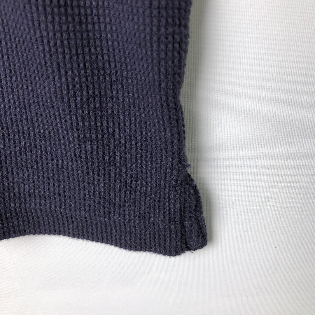 Eddie Bauer V-neck Thermal Long T-shirt, Waffle, Men's Size L cotton navy blue type Vintage Second Hand