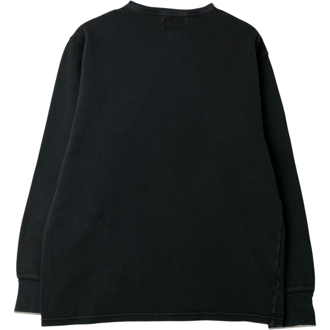 Ralph Lauren POLO RALPH LAUREN V-neck thermal long T-shirt, men's size L cotton black type Vintage Second Hand