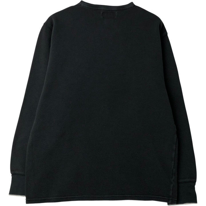 Ralph Lauren POLO RALPH LAUREN V-neck thermal long T-shirt, men's size L cotton black type Vintage Second Hand