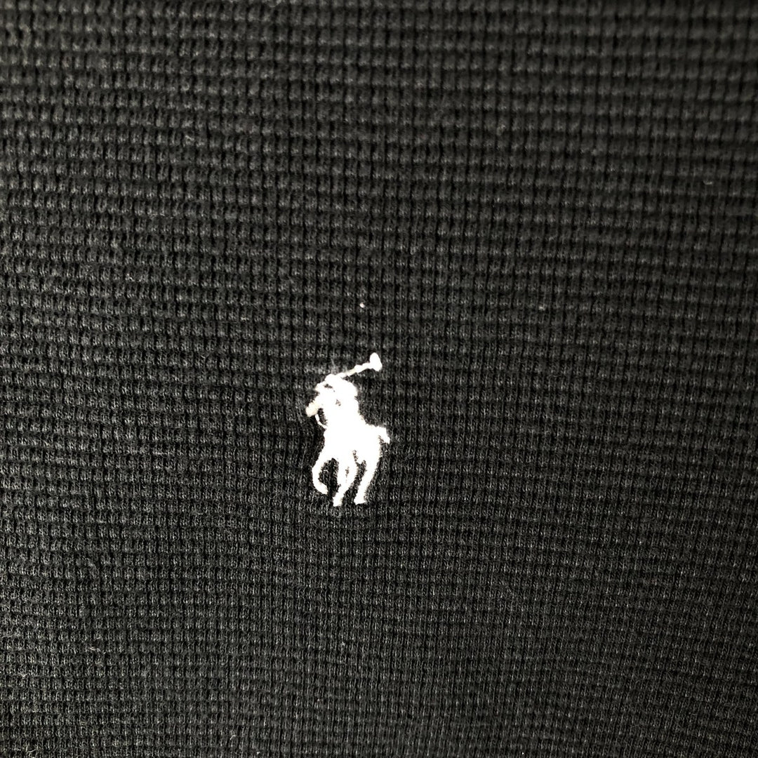 Ralph Lauren POLO RALPH LAUREN V-neck thermal long T-shirt, men's size L cotton black type Vintage Second Hand
