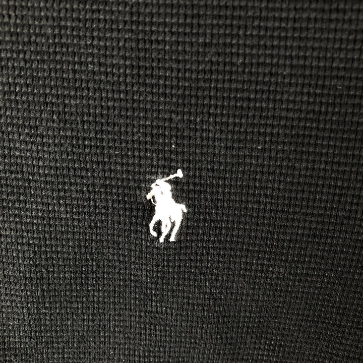 Ralph Lauren POLO RALPH LAUREN V-neck thermal long T-shirt, men's size L cotton black type Vintage Second Hand