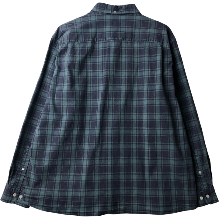 LLBean Long Sleeve Button-Down Check Shirt, Men's Size XL cotton Green type dark green Vintage Second Hand