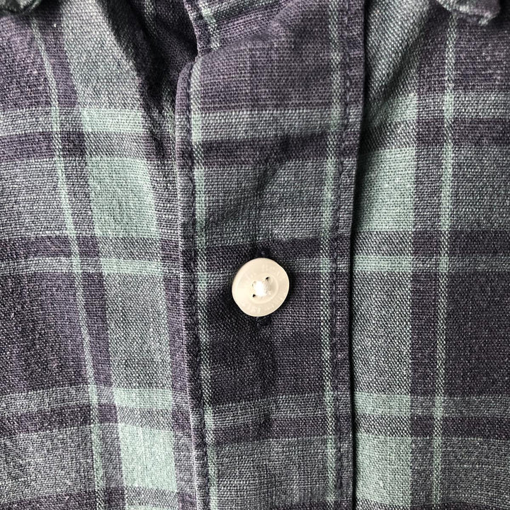 LLBean Long Sleeve Button-Down Check Shirt, Men's Size XL cotton Green type dark green Vintage Second Hand