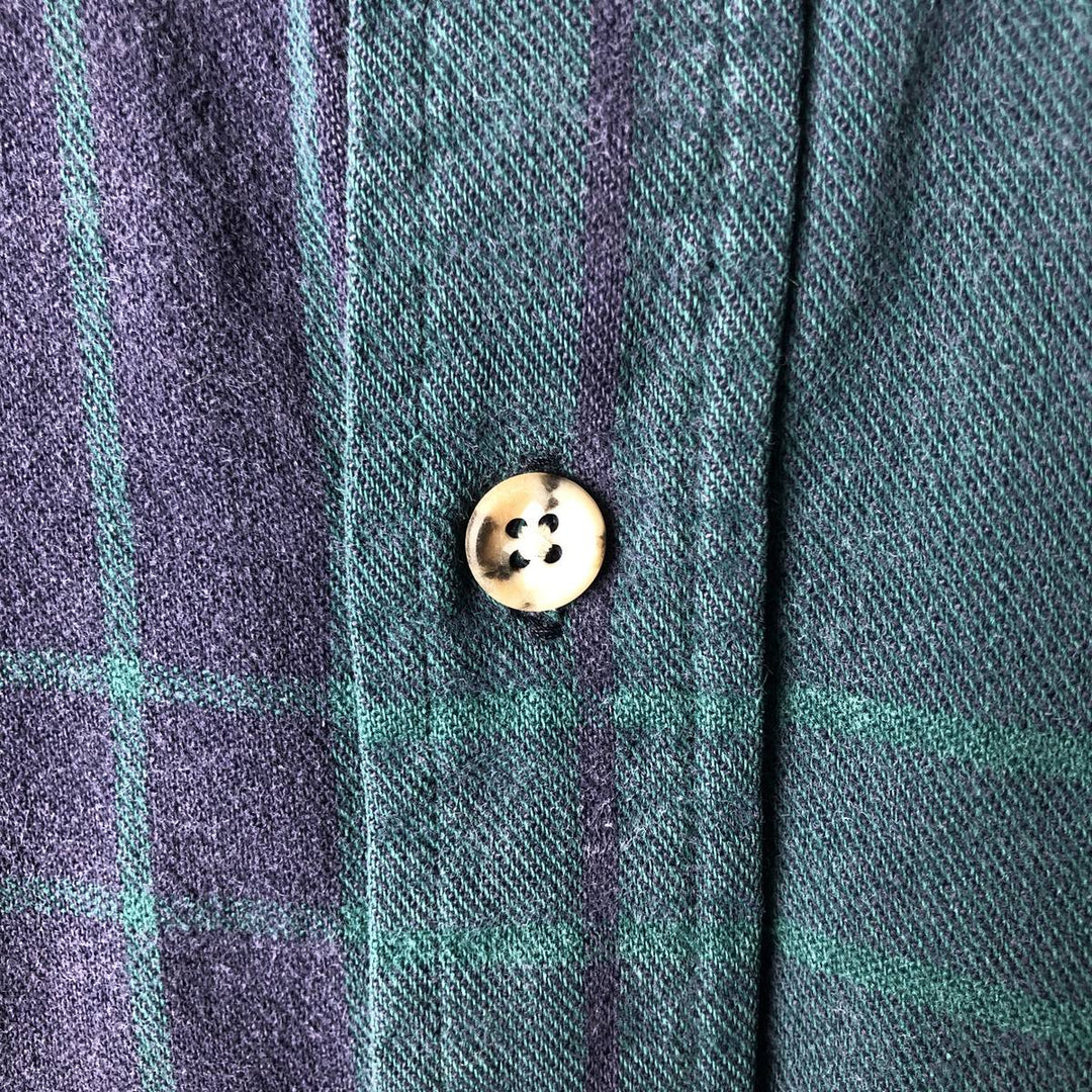 70s-80'S Eddie Bauer McKinley Cloth Long-Sleeve Check Shirt (Black Tag) - Men's Size L (Equivalent) - Vintage unclear Green type dark green Vintage Second Hand