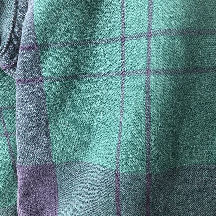 70s-80'S Eddie Bauer McKinley Cloth Long-Sleeve Check Shirt (Black Tag) - Men's Size L (Equivalent) - Vintage unclear Green type dark green Vintage Second Hand