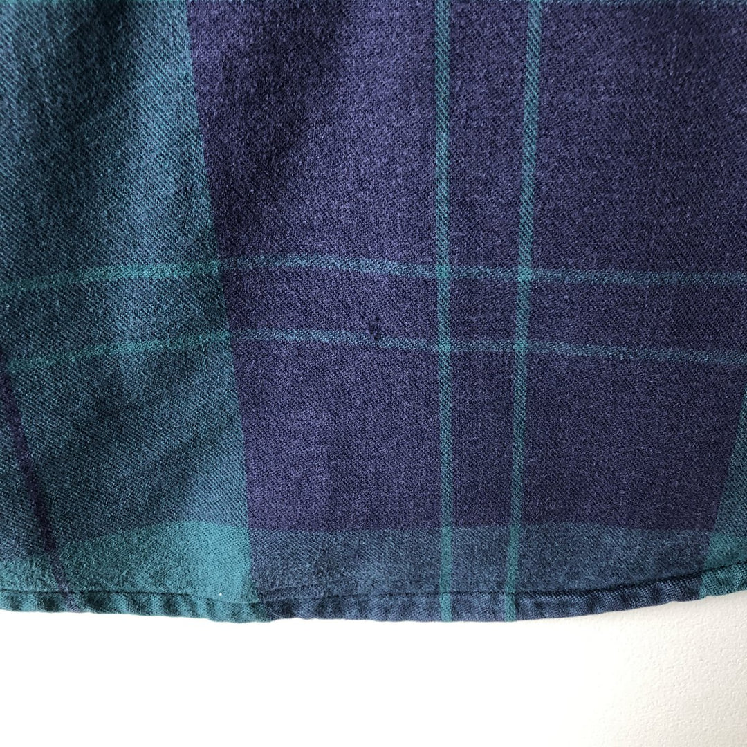 70s-80'S Eddie Bauer McKinley Cloth Long-Sleeve Check Shirt (Black Tag) - Men's Size L (Equivalent) - Vintage unclear Green type dark green Vintage Second Hand
