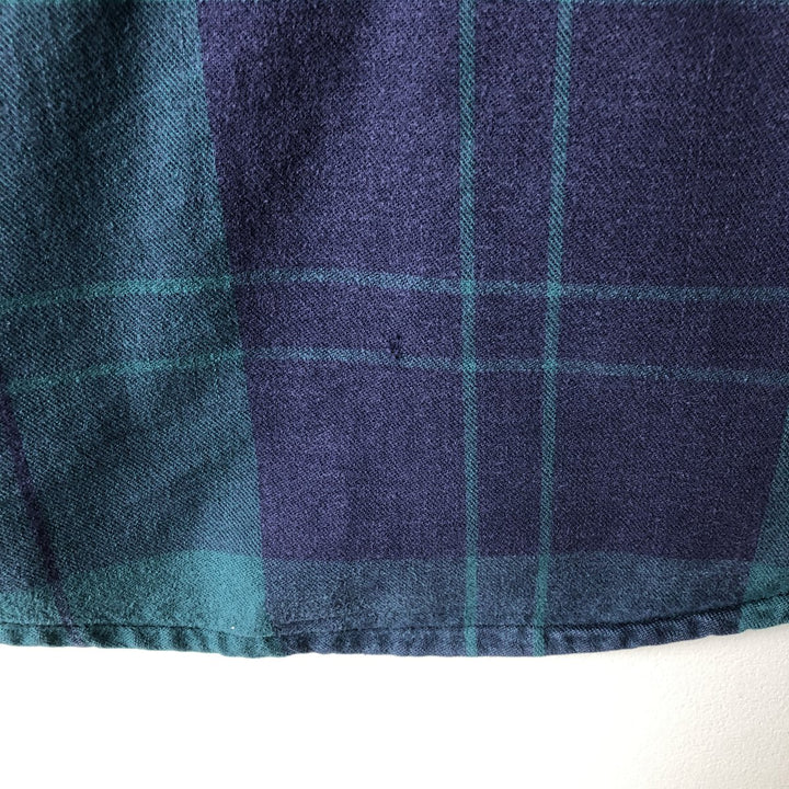 70s-80'S Eddie Bauer McKinley Cloth Long-Sleeve Check Shirt (Black Tag) - Men's Size L (Equivalent) - Vintage unclear Green type dark green Vintage Second Hand