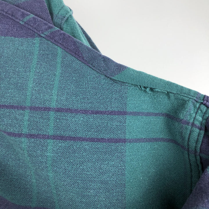 70s-80'S Eddie Bauer McKinley Cloth Long-Sleeve Check Shirt (Black Tag) - Men's Size L (Equivalent) - Vintage unclear Green type dark green Vintage Second Hand