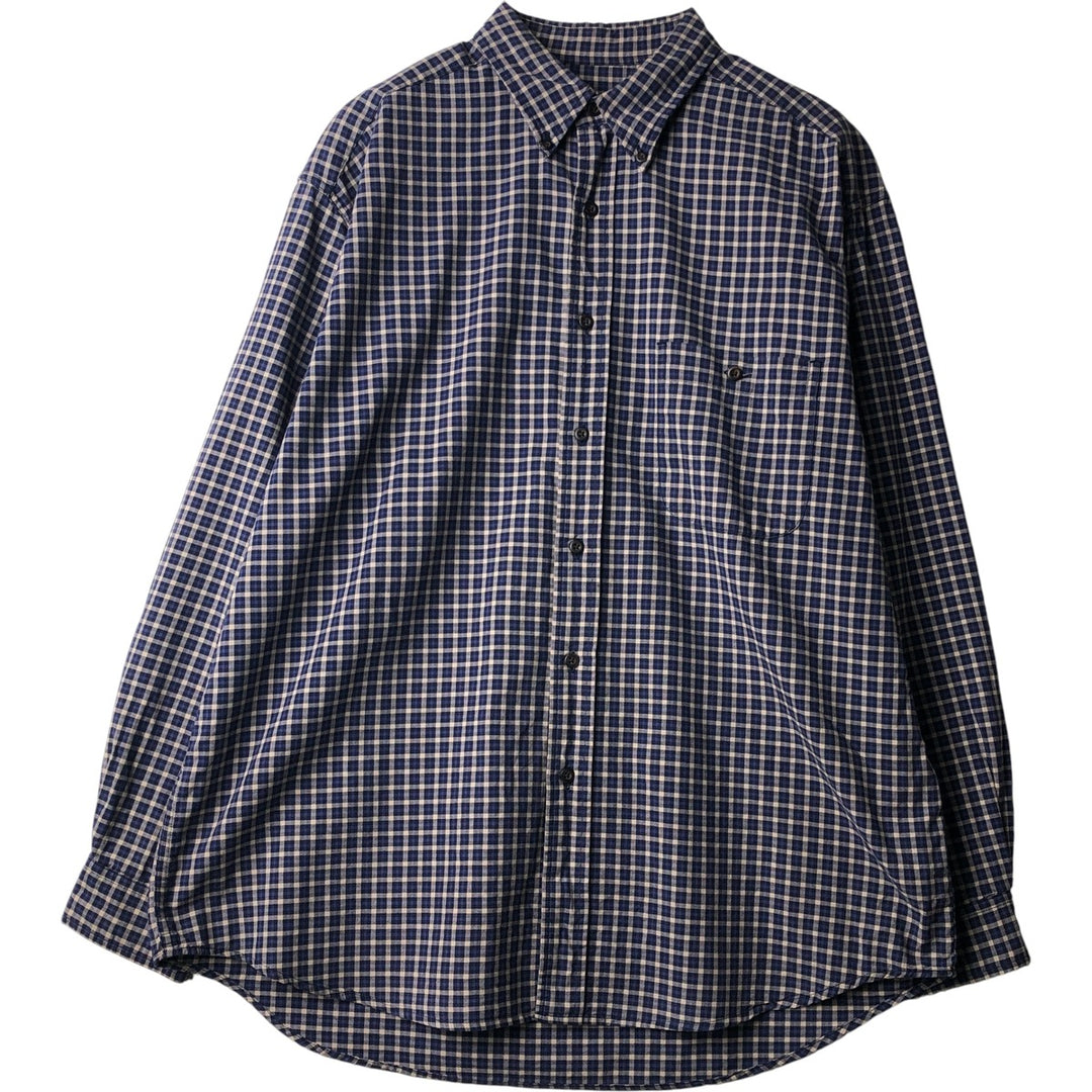 Eddie Bauer Long Sleeve Button-Down Check Shirt, Men's Size L cotton blue type Vintage Second Hand
