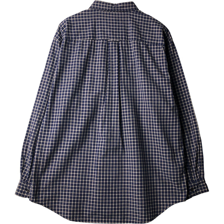 Eddie Bauer Long Sleeve Button-Down Check Shirt, Men's Size L cotton blue type Vintage Second Hand
