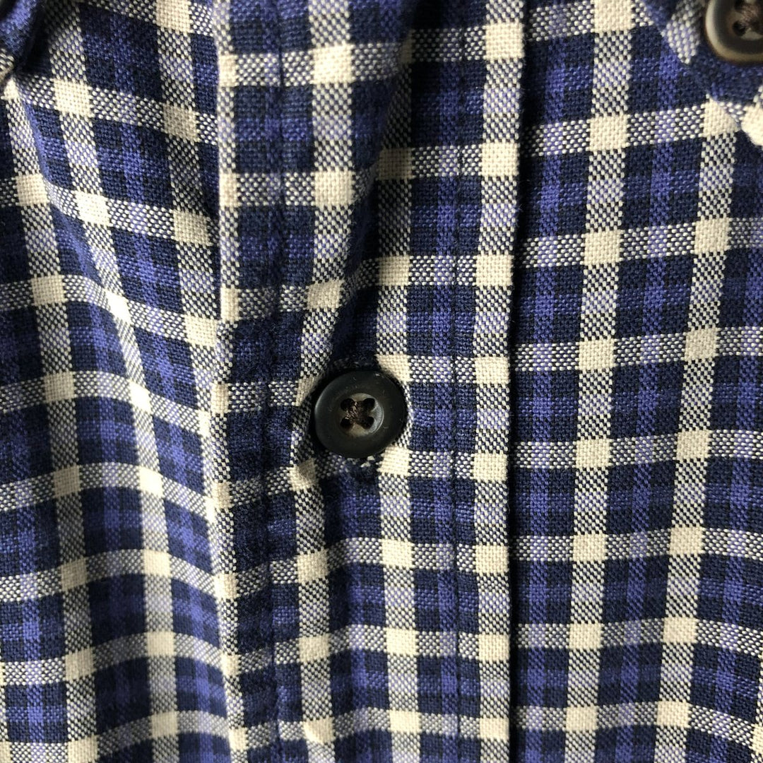 Eddie Bauer Long Sleeve Button-Down Check Shirt, Men's Size L cotton blue type Vintage Second Hand