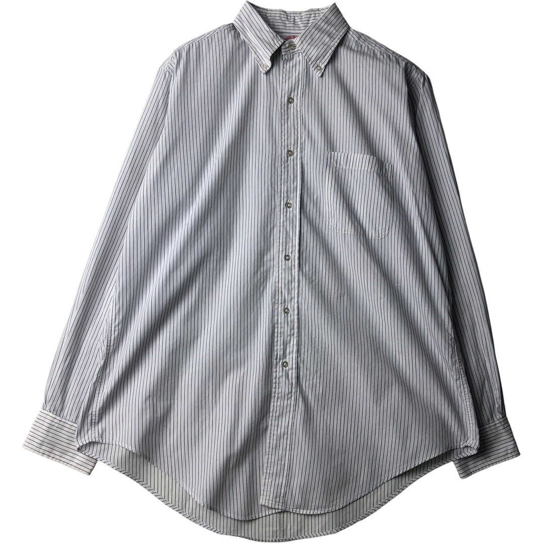Vintage 1980s-1990'S Brooks Brothers Est. 1818 short-sleeved button-down striped shirt, made in the USA, size L. cotton white type Vintage Second Hand