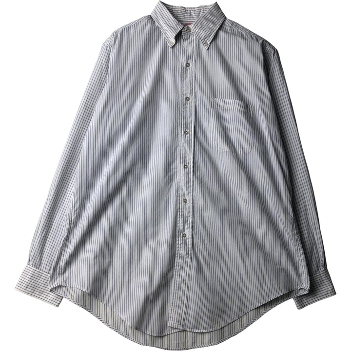 Vintage 1980s-1990'S Brooks Brothers Est. 1818 short-sleeved button-down striped shirt, made in the USA, size L. cotton white type Vintage Second Hand