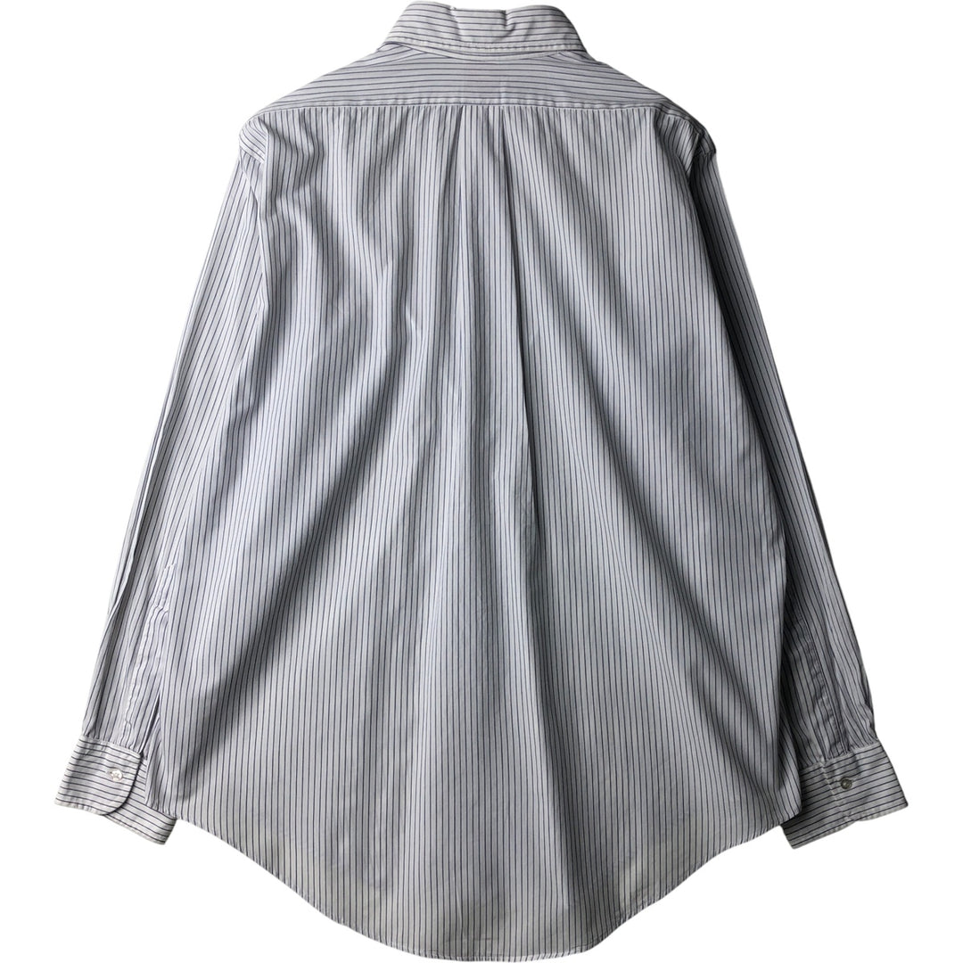 Vintage 1980s-1990'S Brooks Brothers Est. 1818 short-sleeved button-down striped shirt, made in the USA, size L. cotton white type Vintage Second Hand