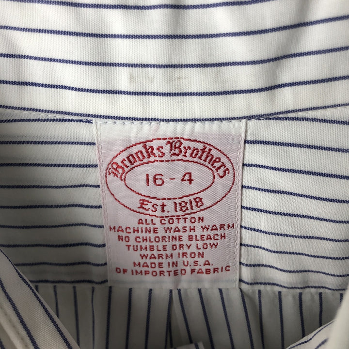 Vintage 1980s-1990'S Brooks Brothers Est. 1818 short-sleeved button-down striped shirt, made in the USA, size L. cotton white type Vintage Second Hand