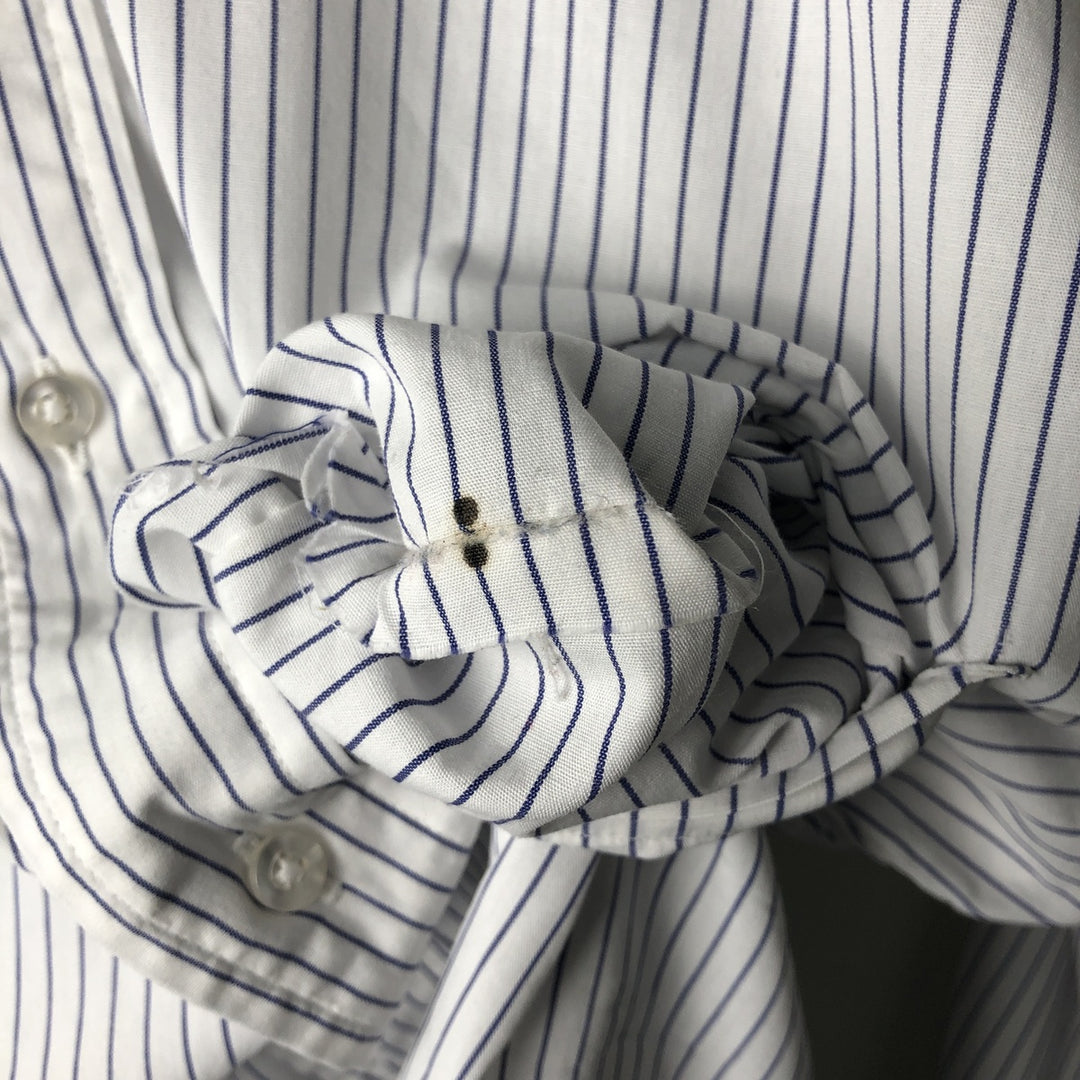Vintage 1980s-1990'S Brooks Brothers Est. 1818 short-sleeved button-down striped shirt, made in the USA, size L. cotton white type Vintage Second Hand