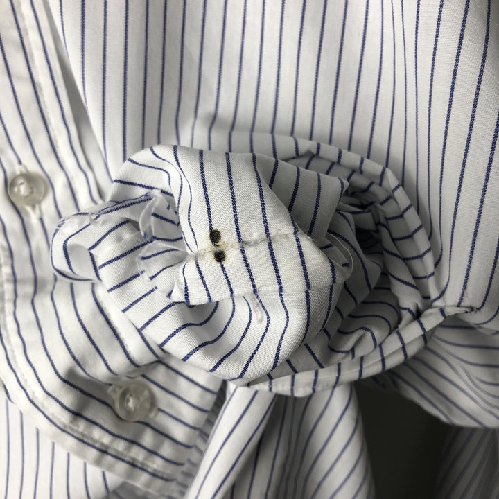 Vintage 1980s-1990'S Brooks Brothers Est. 1818 short-sleeved button-down striped shirt, made in the USA, size L. cotton white type Vintage Second Hand