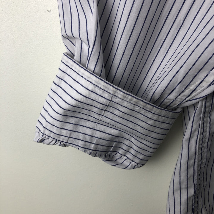 Vintage 1980s-1990'S Brooks Brothers Est. 1818 short-sleeved button-down striped shirt, made in the USA, size L. cotton white type Vintage Second Hand