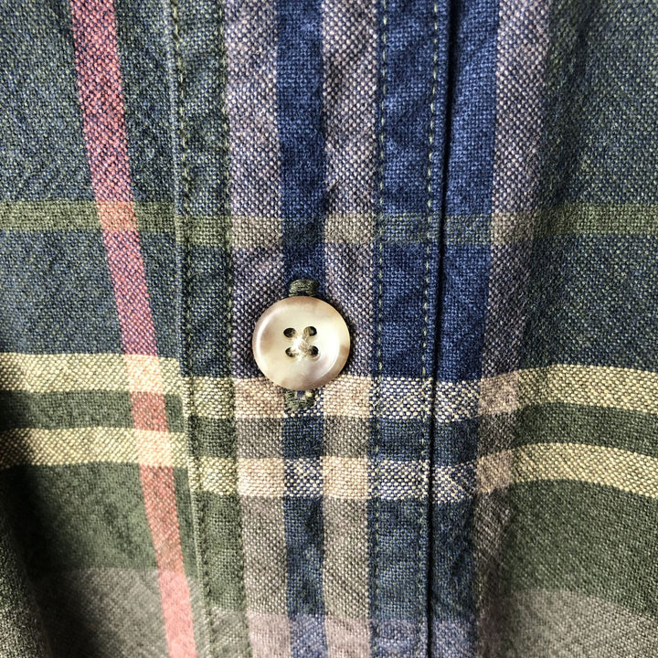 Eddie Bauer Elkhorn Canvas Long Sleeve Cotton Check Shirt, Men's XL cotton navy blue type Vintage Second Hand