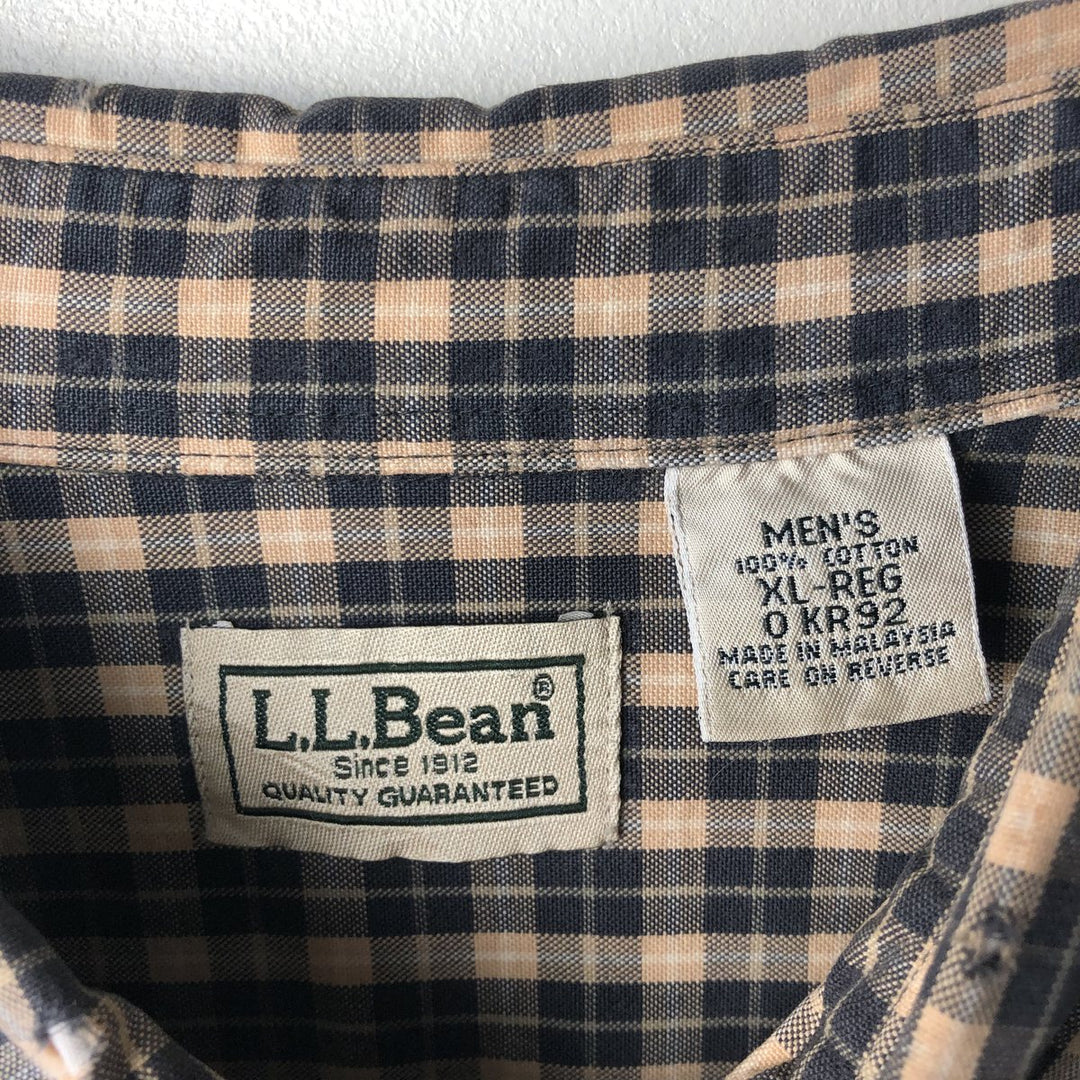 90s-00'S LLBean Long Sleeve Button-Down Check Shirt, Men's Size XL, Vintage cotton black type Vintage Second Hand