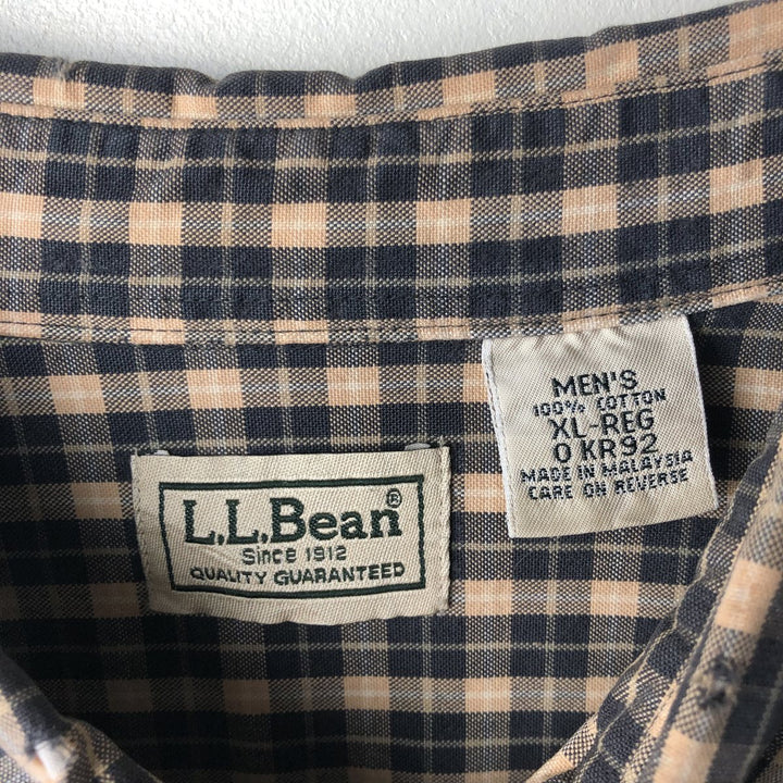 90s-00'S LLBean Long Sleeve Button-Down Check Shirt, Men's Size XL, Vintage cotton black type Vintage Second Hand