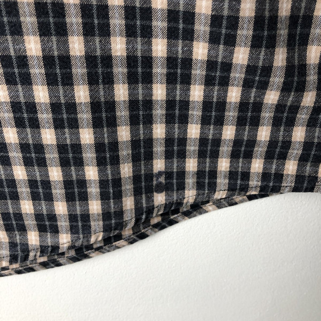 90s-00'S LLBean Long Sleeve Button-Down Check Shirt, Men's Size XL, Vintage cotton black type Vintage Second Hand
