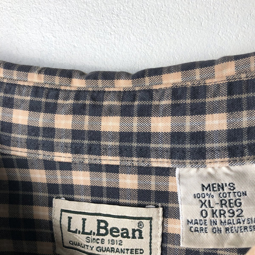 90s-00'S LLBean Long Sleeve Button-Down Check Shirt, Men's Size XL, Vintage cotton black type Vintage Second Hand