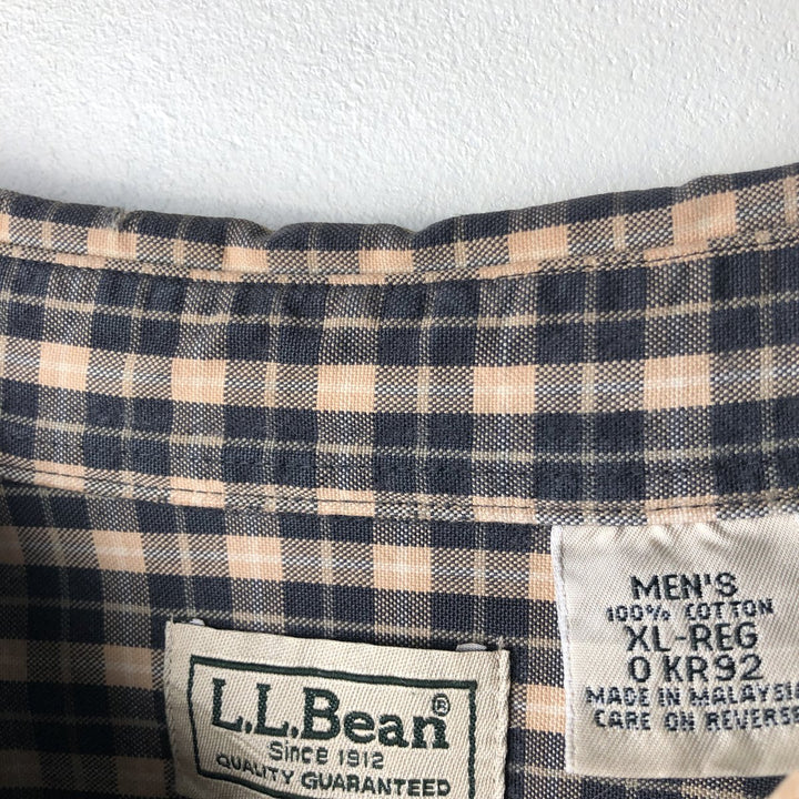 90s-00'S LLBean Long Sleeve Button-Down Check Shirt, Men's Size XL, Vintage cotton black type Vintage Second Hand